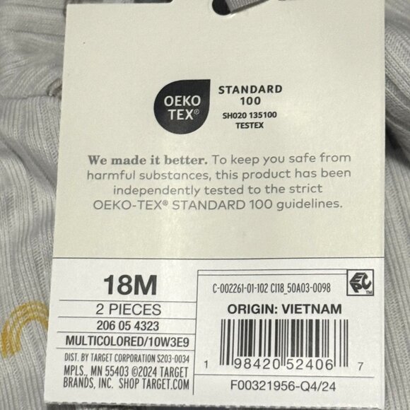 NWT Cloud Island Kids Footie - Cream with Pastel Rainbow Pattern - 2 Piece - Picture 4 of 5